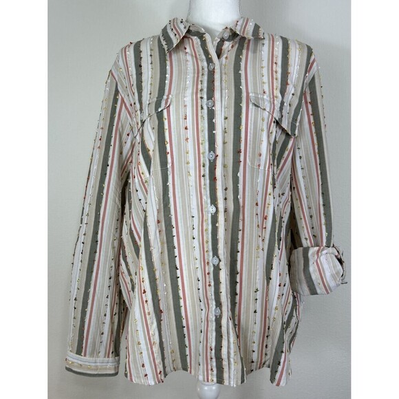 Alfred Dunner Plus Size Button Down Striped Blouse Size 20W - Picture 1 of 11